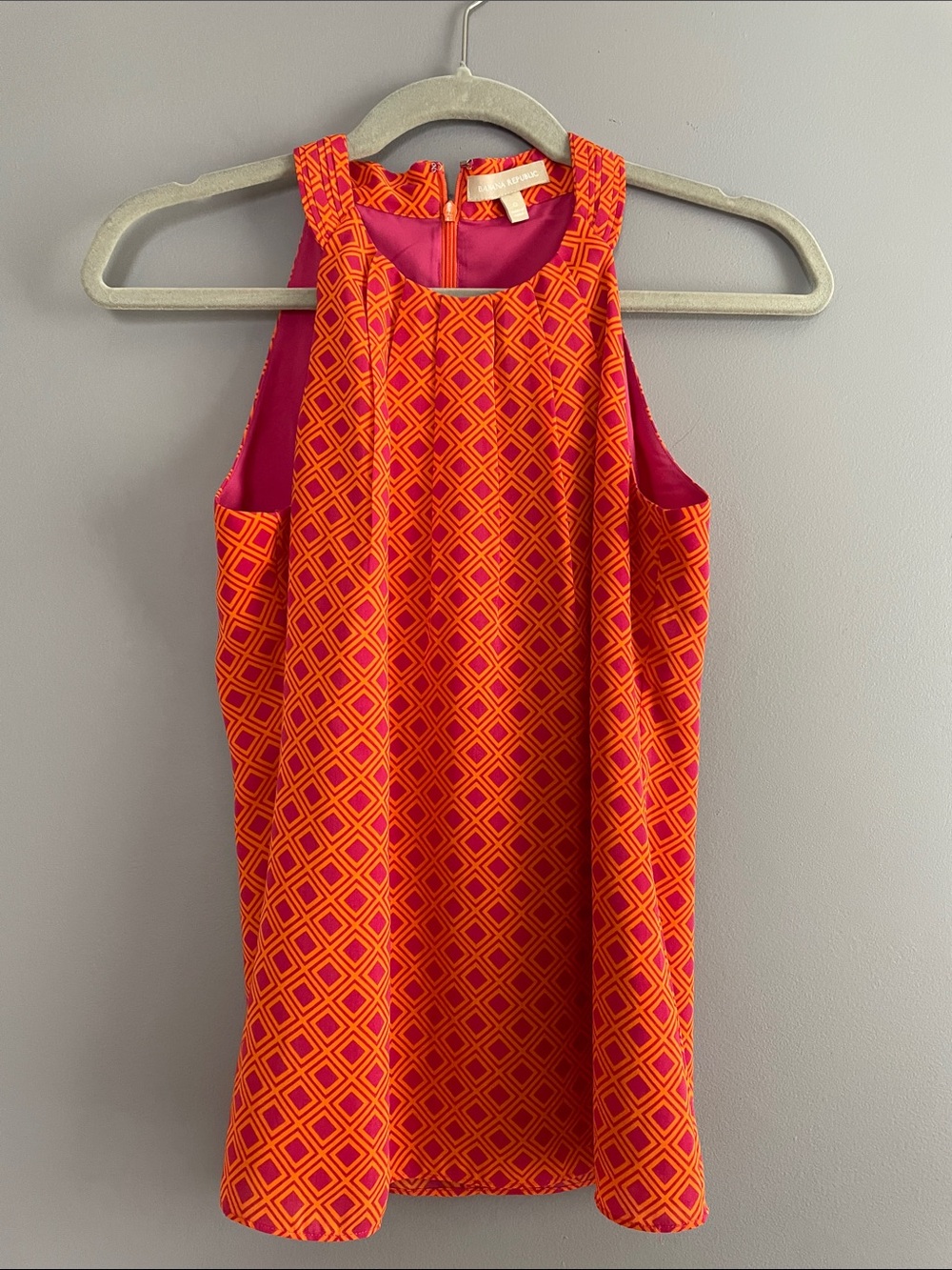 Banana Republic Hot Pink Top with Orange Geometric Trim